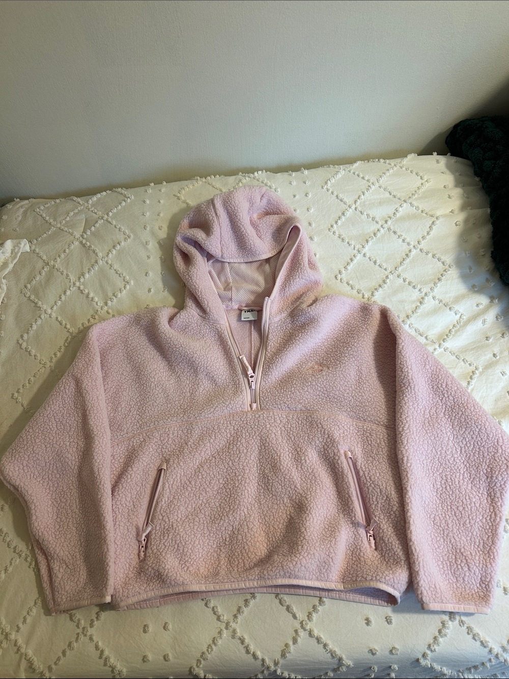 TNA Light Pink Sherpa Half-Zip Hoodie